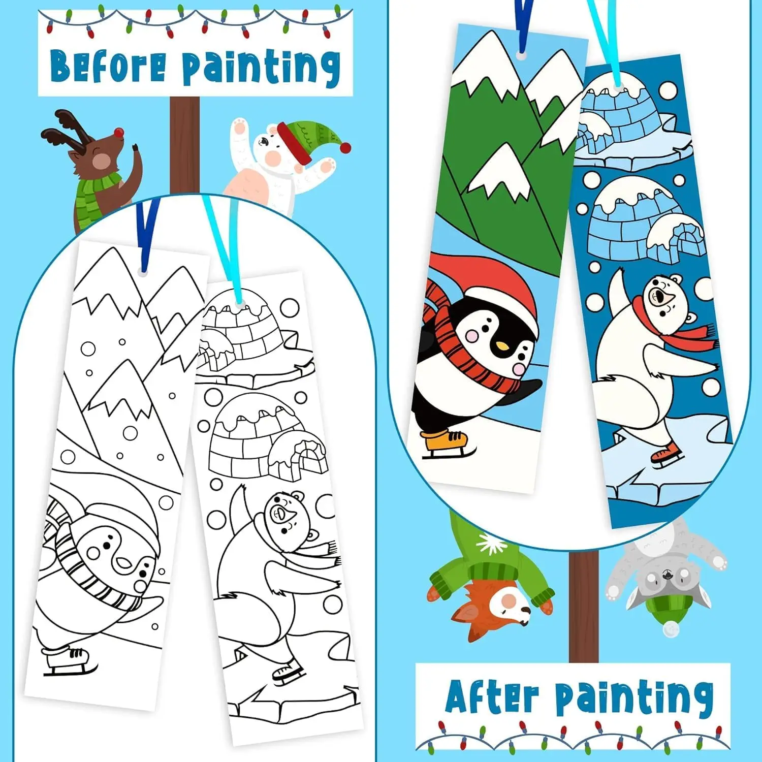 Coloring Bookmarks Diy Filling The Polar Animal Them Pattern Bookmarks For Winter Party School Classes Interactive Games