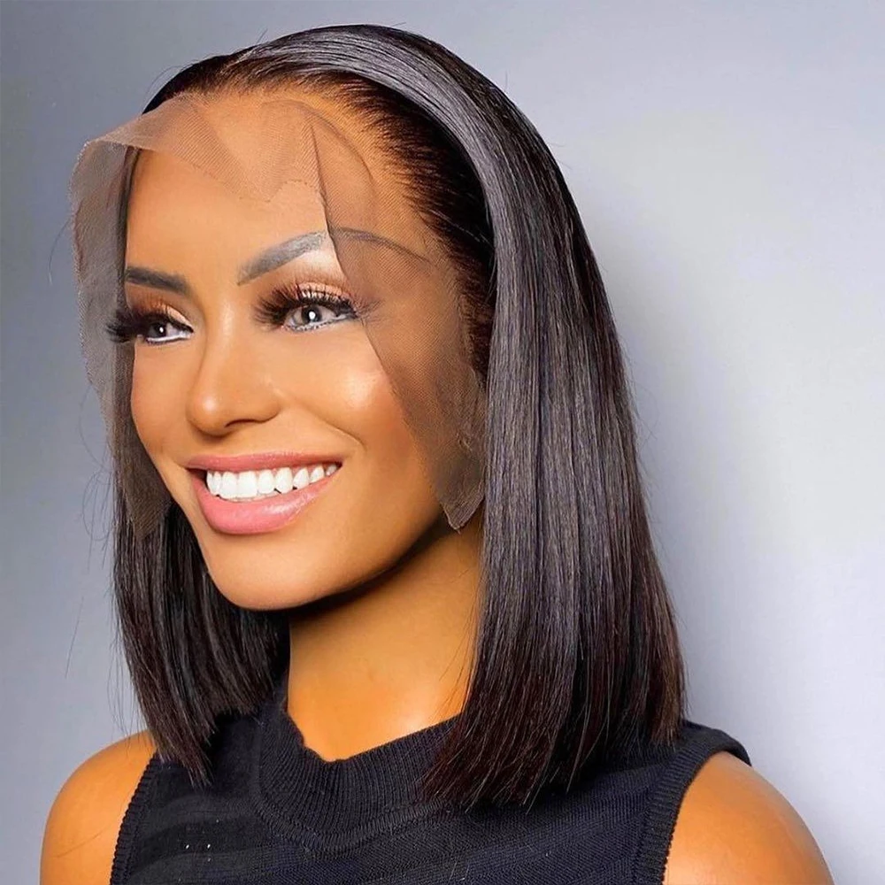 

Straight Bob Wigs Bone Straight Short Wig 13X4 4X4 Transparent Lace Frontal Bob Wigs Pre Plucked 200% Density 100% Human Hair