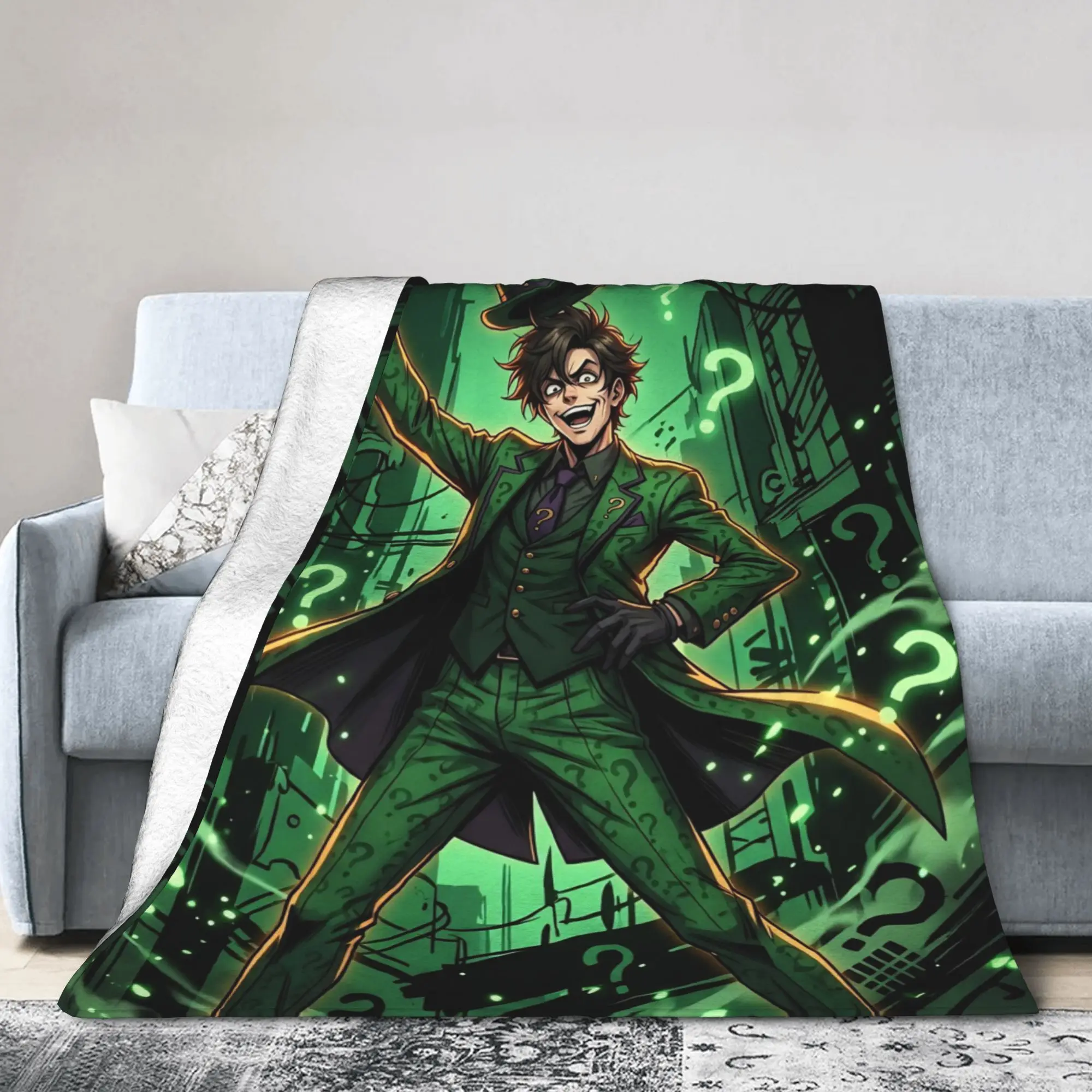 Paul Dano Riddler Blanket Bat Man  Flannel Throw Blanket Airplane Travel Printed Ultra-Soft Warm Bedspreads