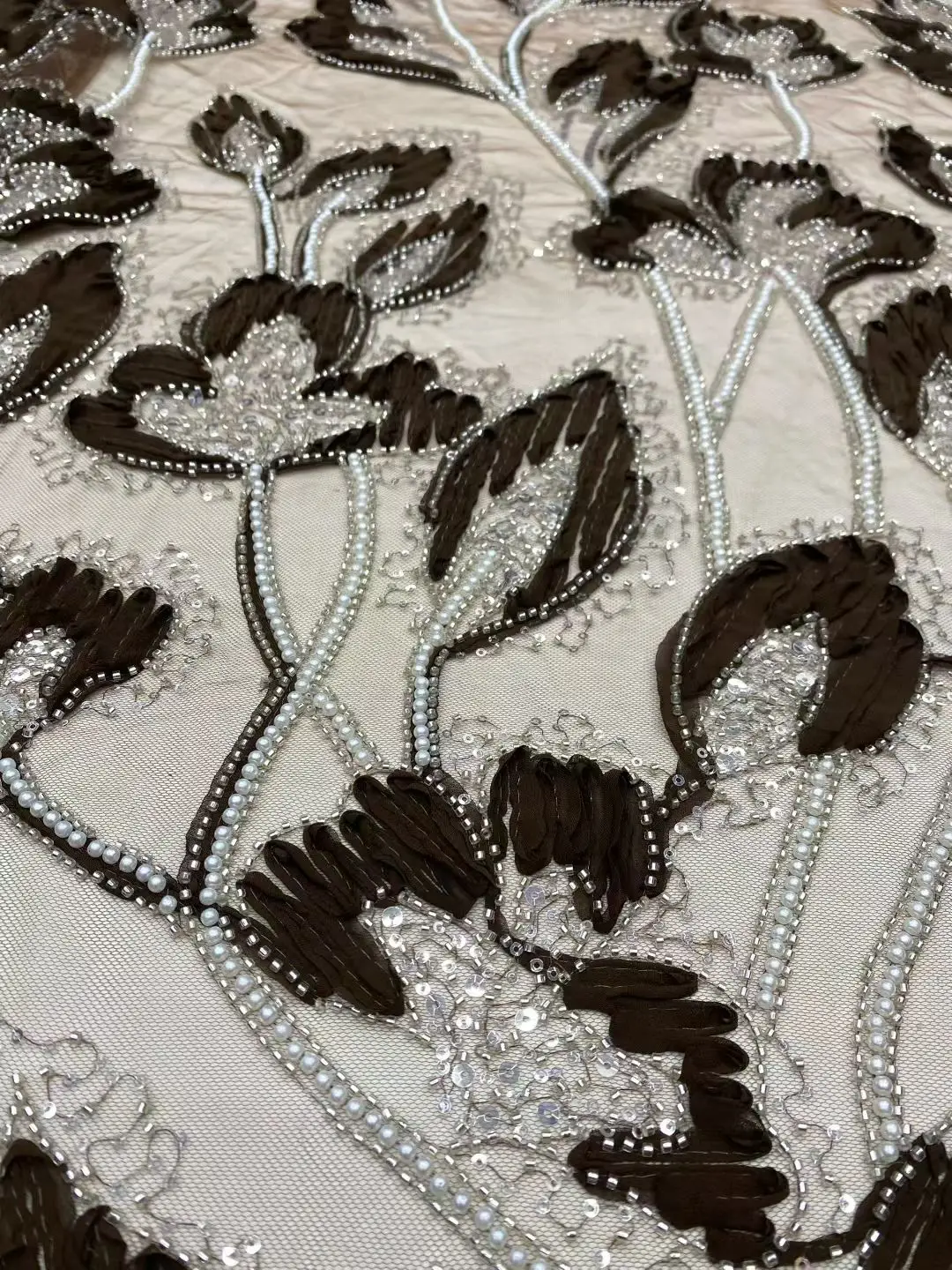 

Latest 2025 High Quality African Nigerian With Tulle Sewing Lace Fabric Guipure Embroidery Beads Dresses Sequins 5Yards DP0487