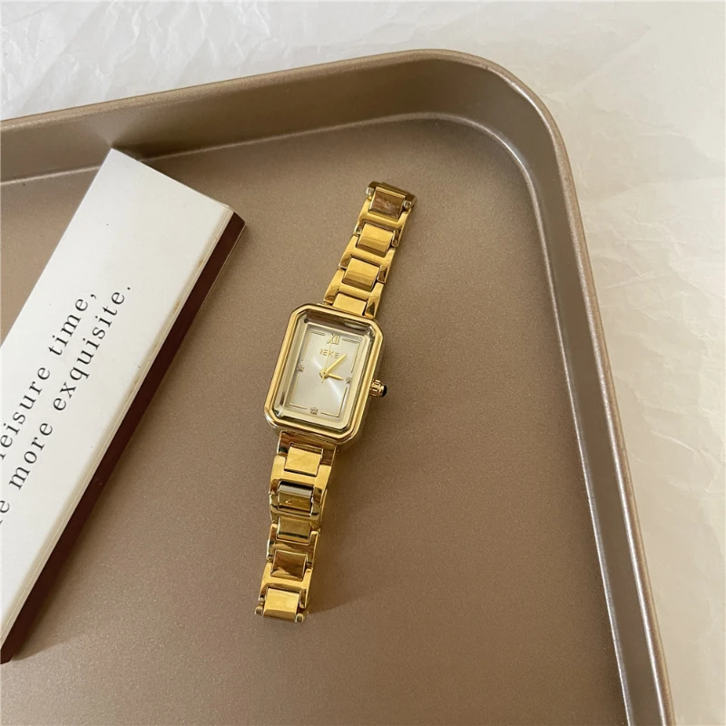 Women Quartz Watch Luxury Rectangle Square Clock Elegant Roman Numerals Rose Gold Sliver Steel Orologio Reloj Ladies Wristwatch