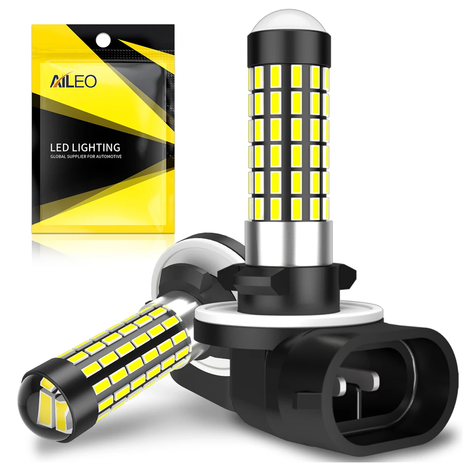 AILEO 2Pcs H27W/2 881 Led Bulbs Fog Lights For Cars DRL Led Driving Running Lights 78SMD 3014 Lamps Sourse 6000K White H27W H27