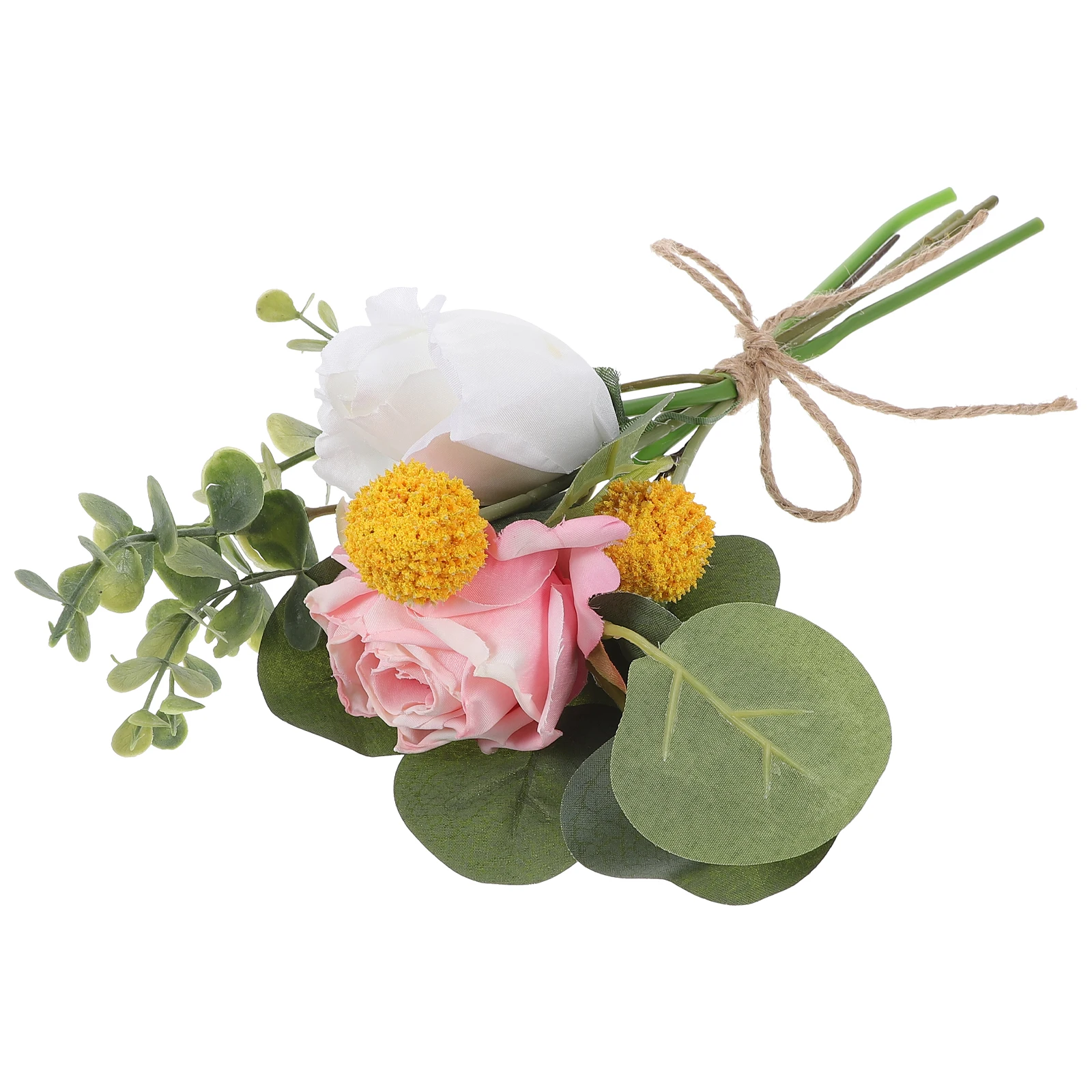 

Artificial Flower Bouquet Faux Floral Arrangements Fake Eucalyptus Pink Decorative Flowers Wedding Home Office Plastic
