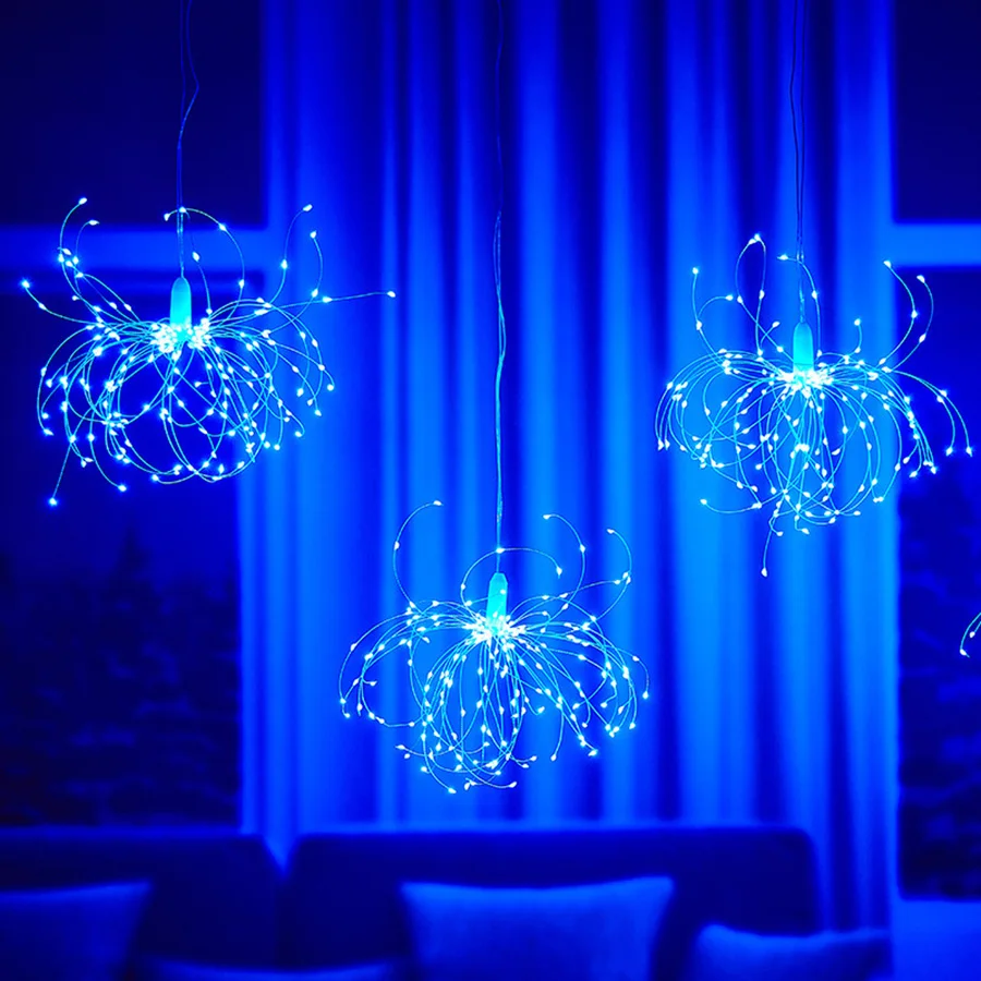 5 Pack 600 LED Connectable Firework Lights Outdoor Copper Wire Sparklers Starburst Lights Holiday Firecracker Fairy String Light
