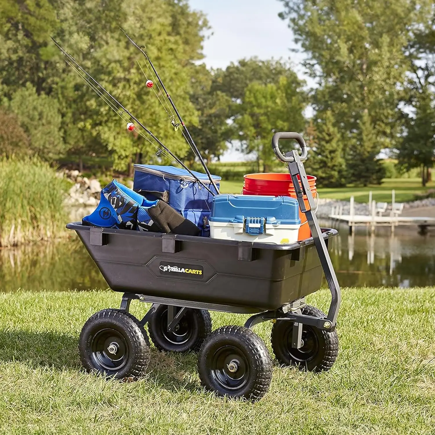 Karren 6 Cu Ft Poly Yard Dumpkar En Utility Wagon, Met Stalen Frame En 1200 Pond Zware Capaciteit, Voor Gazon En Tuinieren