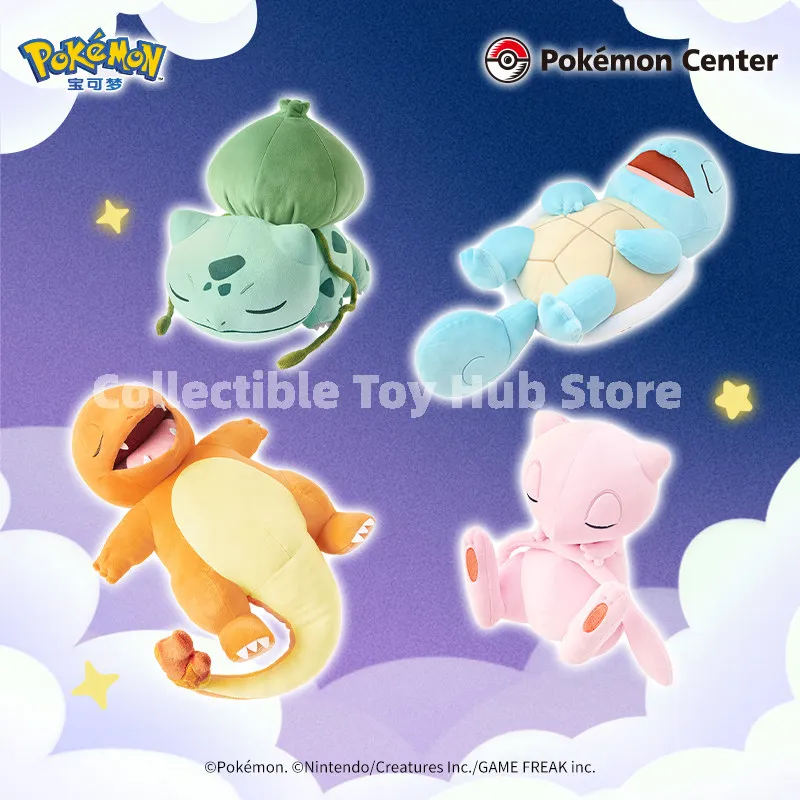 Genuine Pokemon Sleeping Bulbasaur Plush Toy Soft Stuffed Cartoon Character Pillow For Home Bedroom Decoration Collectible Gift