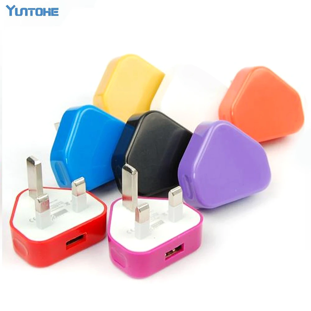 

300pcs/lot Wholesale Colorful UK Wall Charger 3 Pin Power Adapter for iPhone 4S 5 6 6S 7 Plus MP3 MP5 Ebook Reader Free DHL