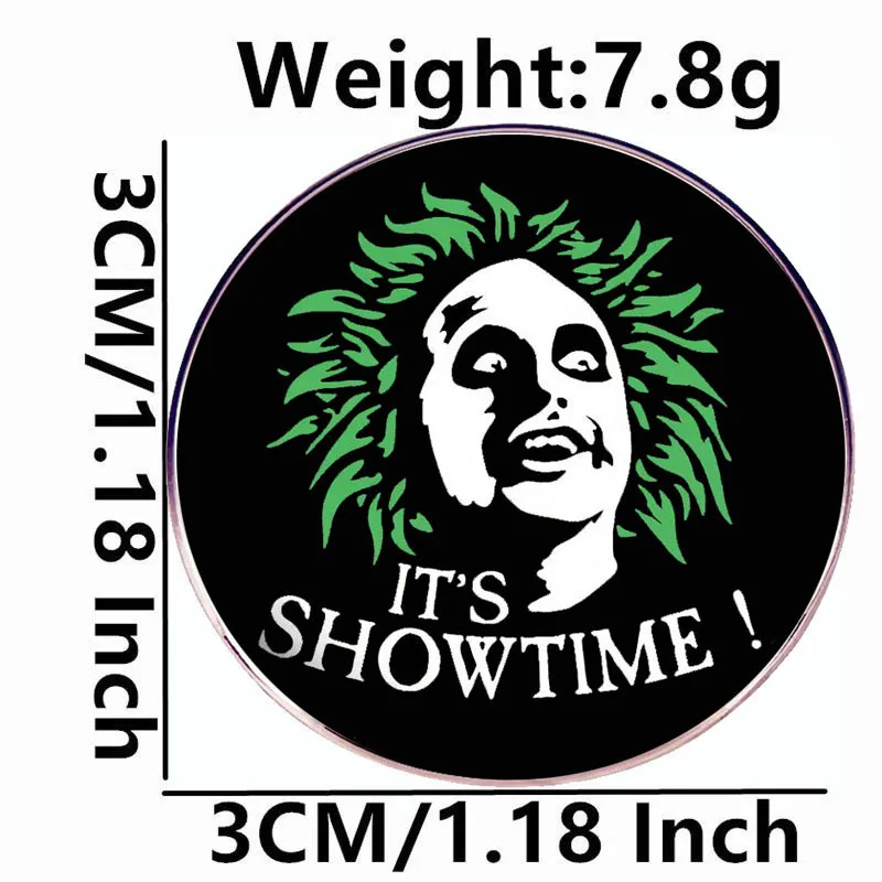 It\'s Showtime Enamel Pins Beetlejuice Lapel Badge Broszka Ozdoba Biżuteria