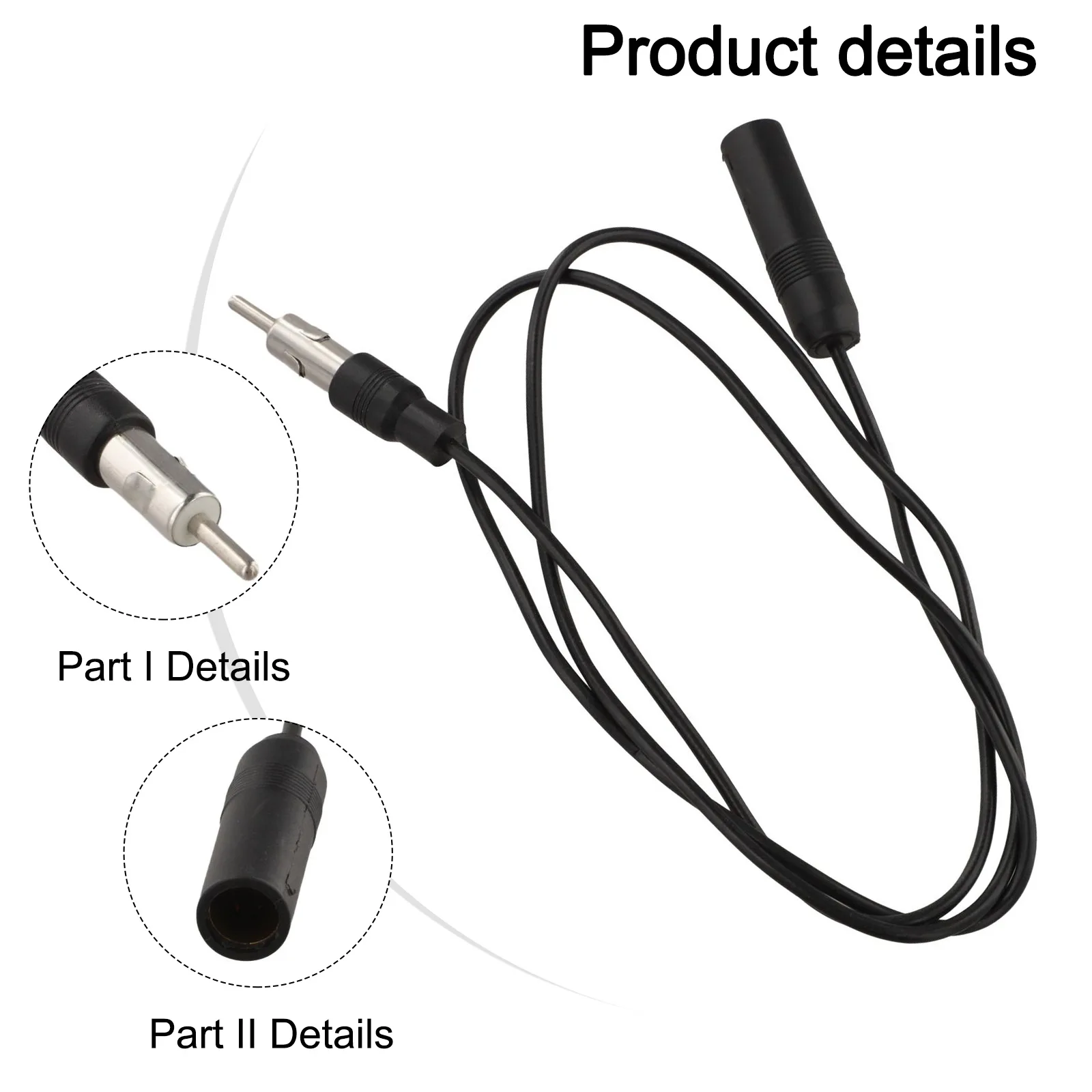 Car Stereo Radio AM/FM Antenna Extension Cable 1M ABS Material Flexible Wire for Vehicle Audio Enhancement & Custom Installation