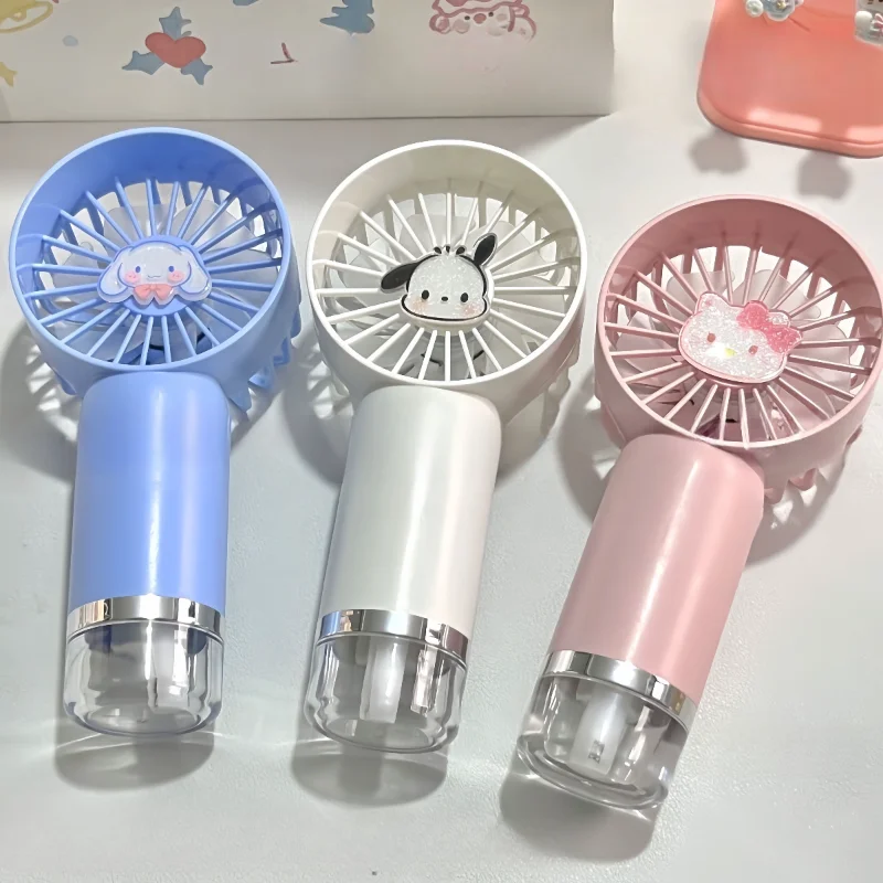

New Kawaii Sanrio Hello Kitty Handheld Mini Spray Fan with Easy USB Charging Cute Desktop Electric Fan