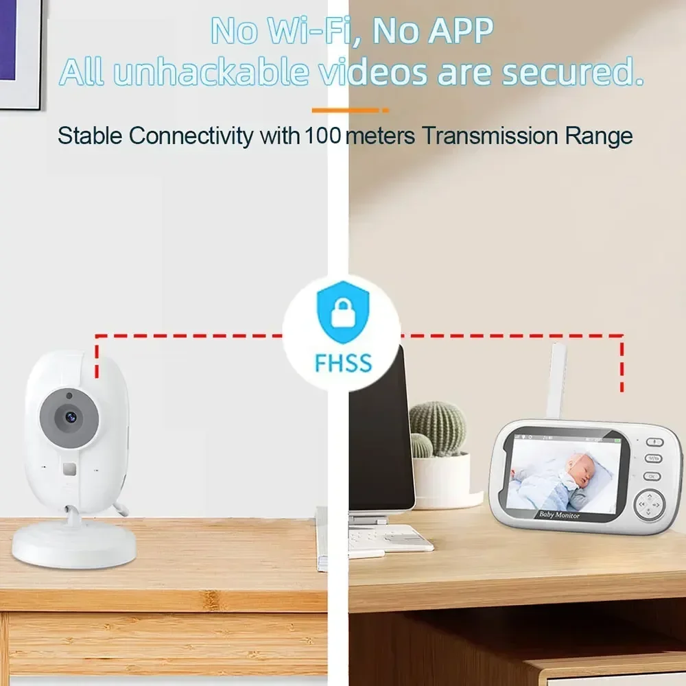 VBABM 3.5 Inch Baby Monitor With Camera Stand Wireless Electronic Babysitter Two Way Audio Video Nanny Radio For Child Safety view 4