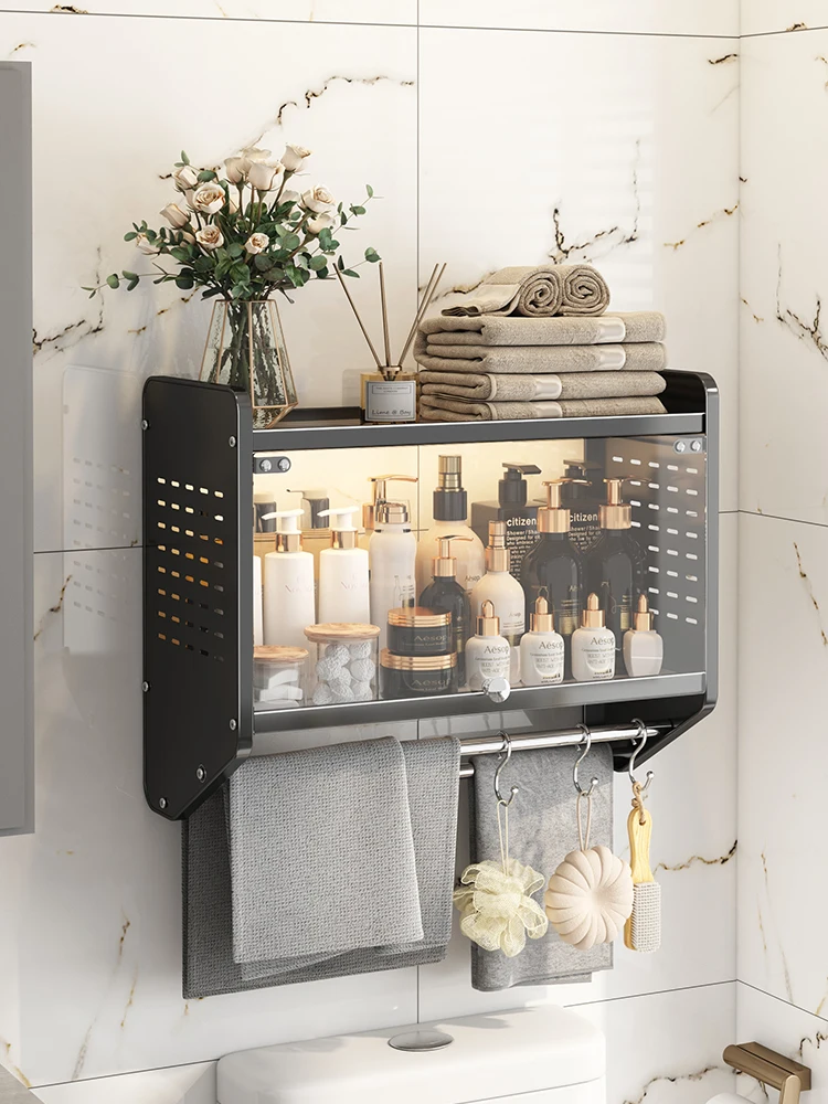 

High-end bathroom rack punch-free wall-mounted cosmetic storage cabinet bathroom closet.