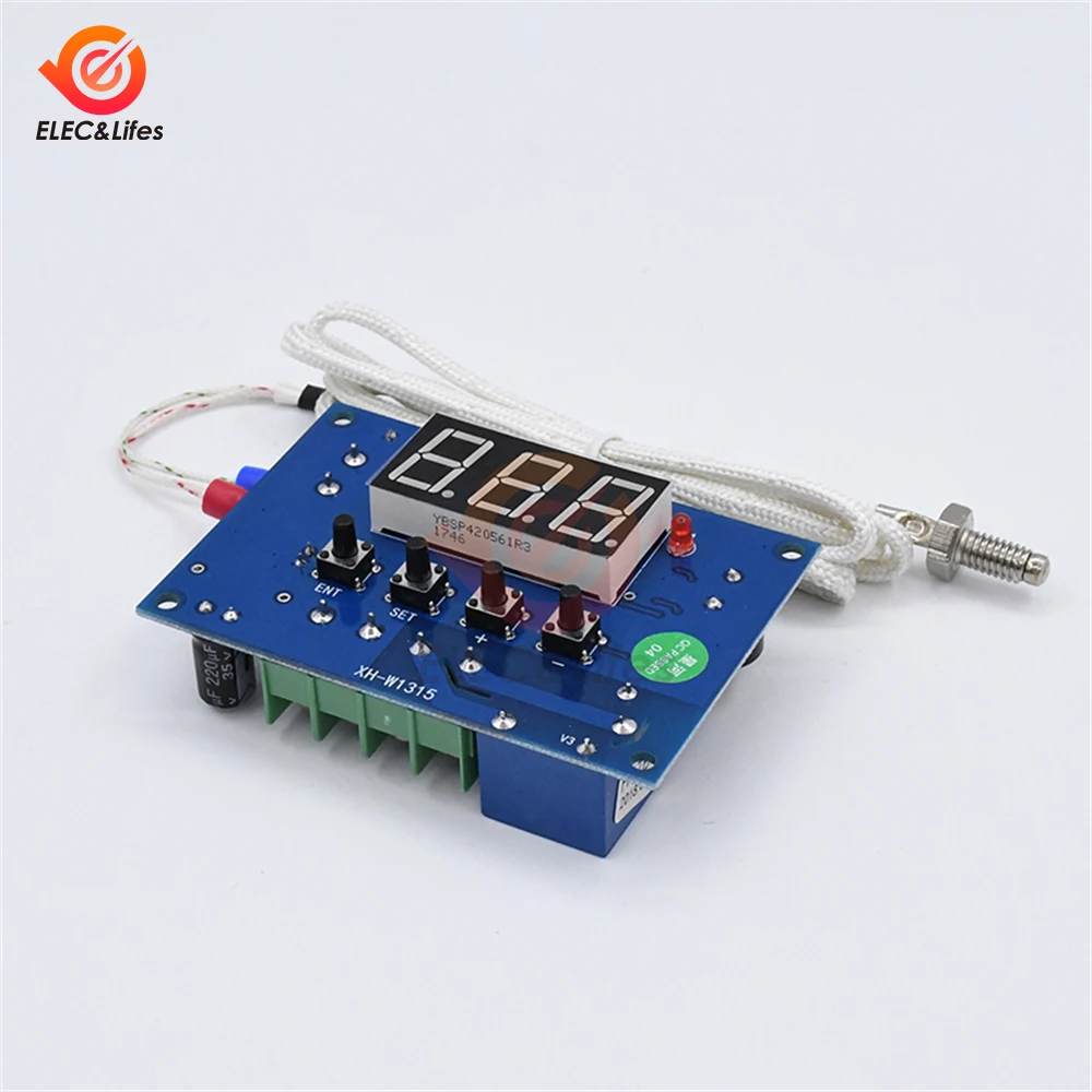 W1315 DC 12V AC 220V high temperature LED digital thermostat K type thermocouple high temperature controller -30~ 999 degrees