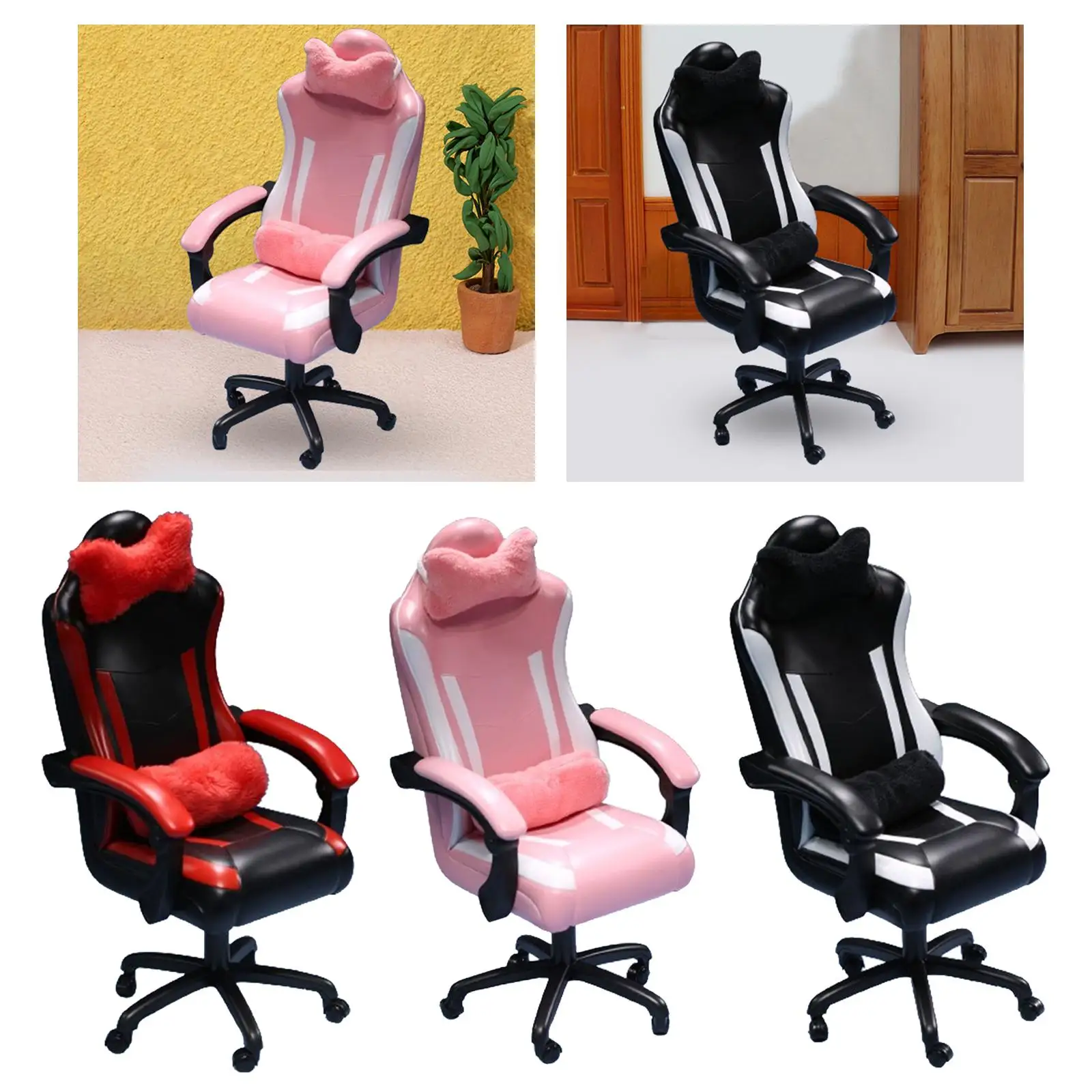 1/6 Miniature Gaming Chair Decoration Pretend Play Accessory Miniature Furniture Dollhouse Accessories for 12