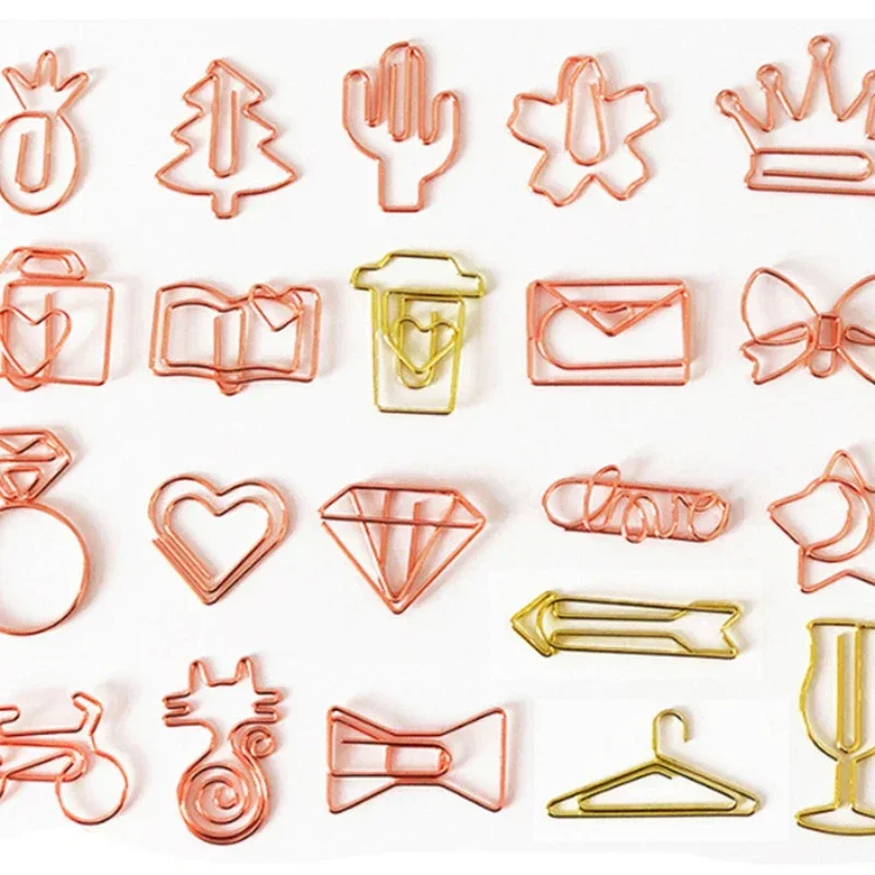 10pcs/set Metal Paperclips Multiple Cartoon Heart Styles Paper Clip Book Scrapbook Planner Page Bookmark Binder Clip Stationery