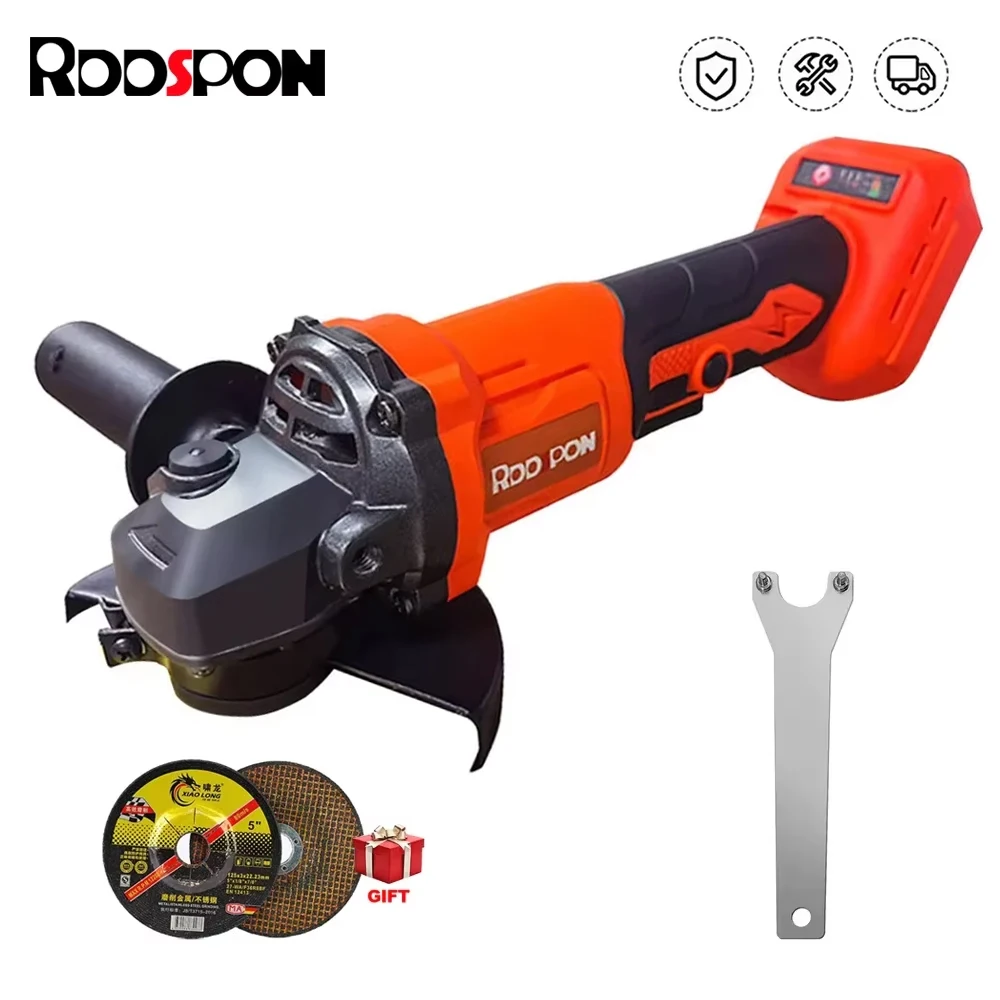 

RDDSPON Brushless Angle Grinder Variable Speed Rechargeable Cordless Electric Grinding Polishing Machine 100mm 125mm Power Tools