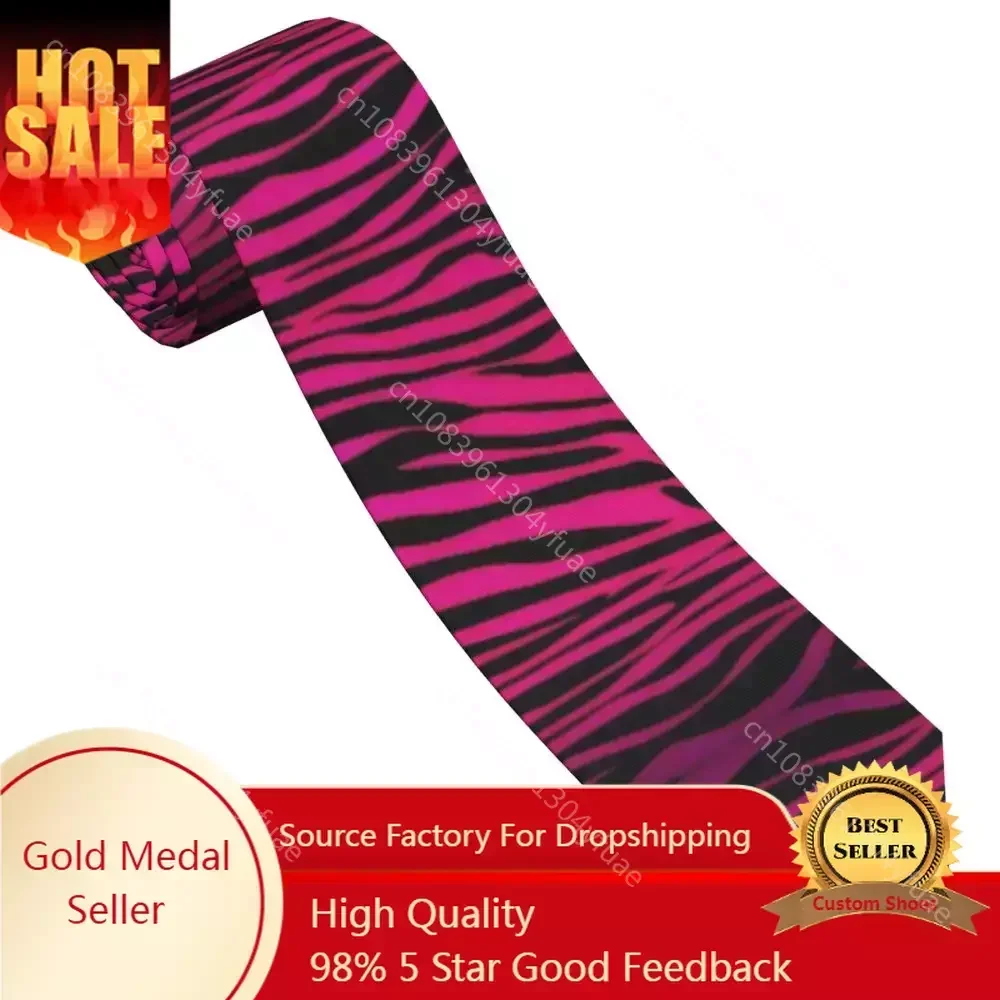 

Gothic Pink Zebra Stripes Men Women Neckties Slim Polyester 8 cm Wide Neck Ties for Mens Shirt Accessories Wedding