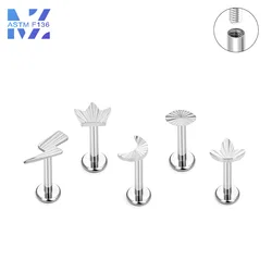 1 pz F136 orecchini in titanio Moon Crown Lightning Lip Stud filo interno 16G Ear Bone Stud Punk Style Body Piercing Jewelry