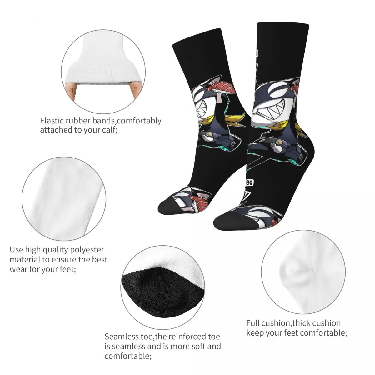 Retro Morgana Codename Fett Thunfisch Herren Kompression socken Unisex Persona 5 Harajuku Muster gedruckt Neuheit Crew Socke