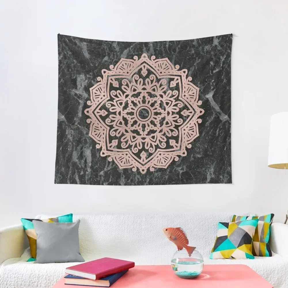 

Rose gold mandala - striking black marble Tapestry Room Decorations Aesthetic Carpet Wall Nordic Home Decor Tapestry