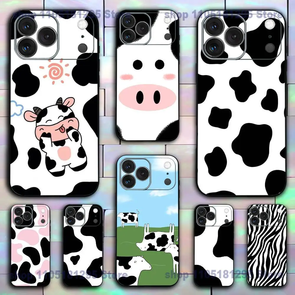 

Fashion Cow Stripe Pattern Phone Case For iPhone 17,16,15,14,13,12,11,X,XR,XS,Plus,Mini,Pro,Max Soft black Shockproof Cover