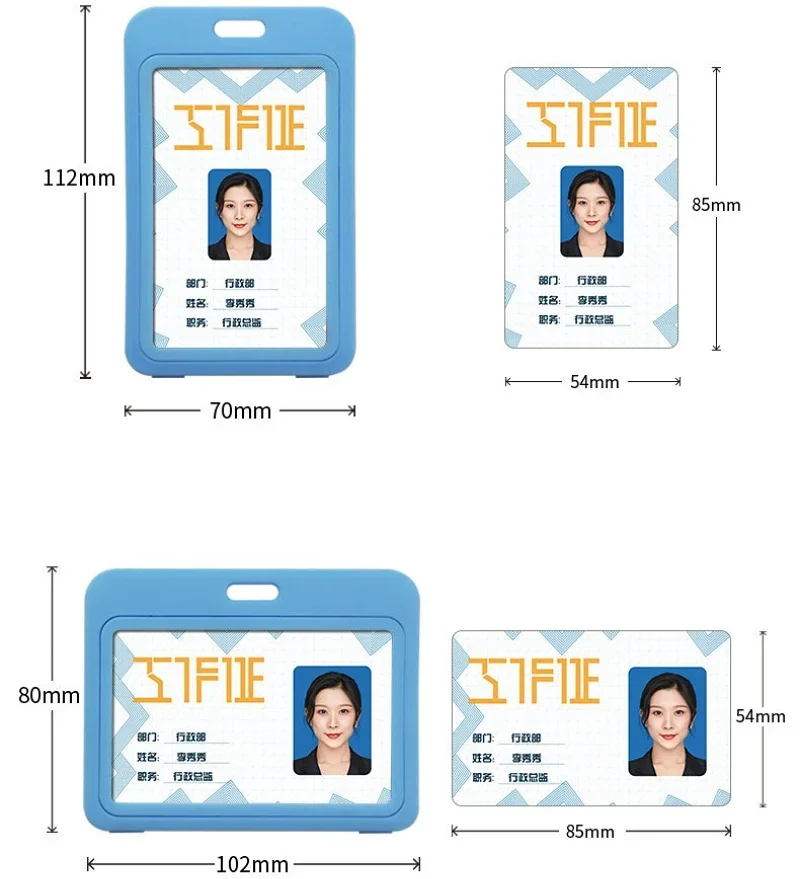 Étui transparent double face pour permis de travail avec lanière, porte-badge solide, ensemble de sangle de cou pour carte de travail, carte de passe du personnel