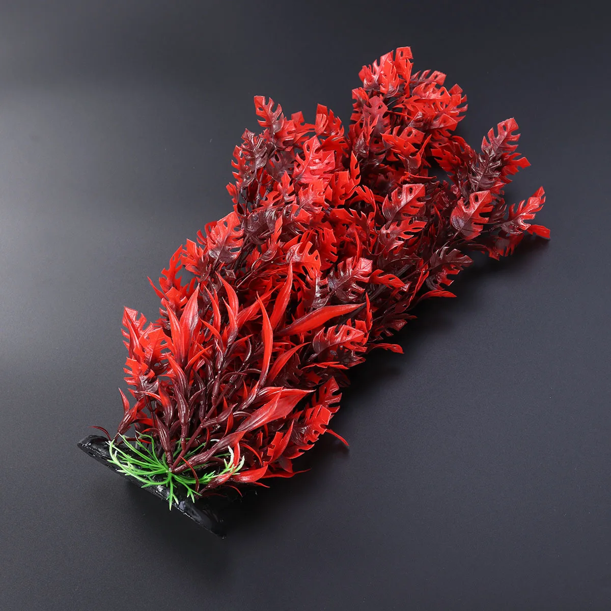 

40Cm Premium Artificial Red Leaf Aquarium Plants Fish Tank Ornament with Base Lifelike Aquatic Plants Decorations