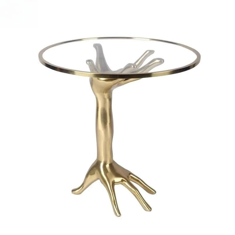 

Art light luxury hotel small coffeesmall round creative side table Internet celebrity palm corner
