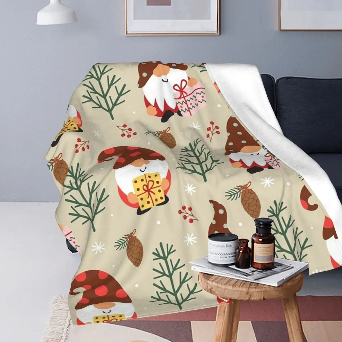 Christmas Gnome Blanket Fleece Sofa Throw Blanket Portable Throw Blankets for Couch Bedding Outdoor Throws Bedspread Quilt
