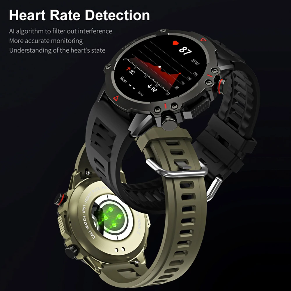 Reloj inteligente con pantalla de 1,53 pulgadas, frecuencia cardíaca, presión, oxígeno en sangre, modo multideporte, reloj inteligente resistente al agua, linterna para hombres, asistente de voz