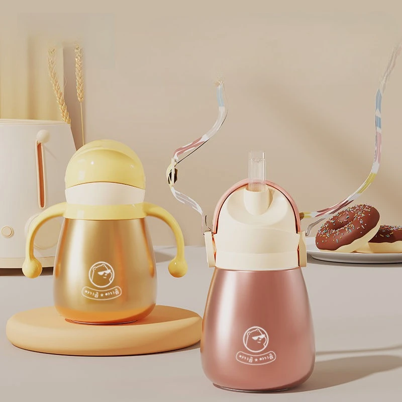 Insulated Straw Cup for Kids Baby Training Cup Duckbill Travel Water Bottle 316 Stainless Steel Material