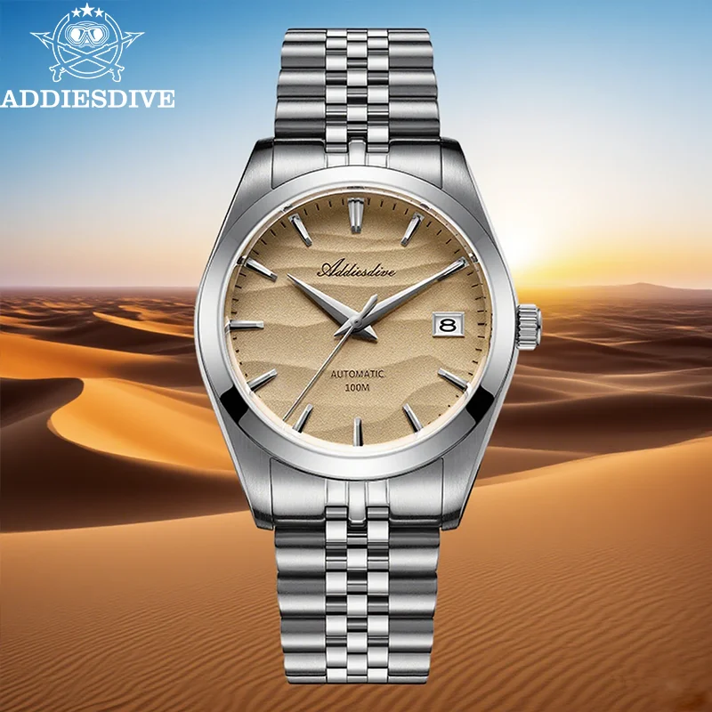 ADDIESDIVE мужские часы с сапфировым стеклом из нержавеющей стали NH35 автоматические механические часы песочный циферблат водонепроницаемые роскошные наручные часы 100 м