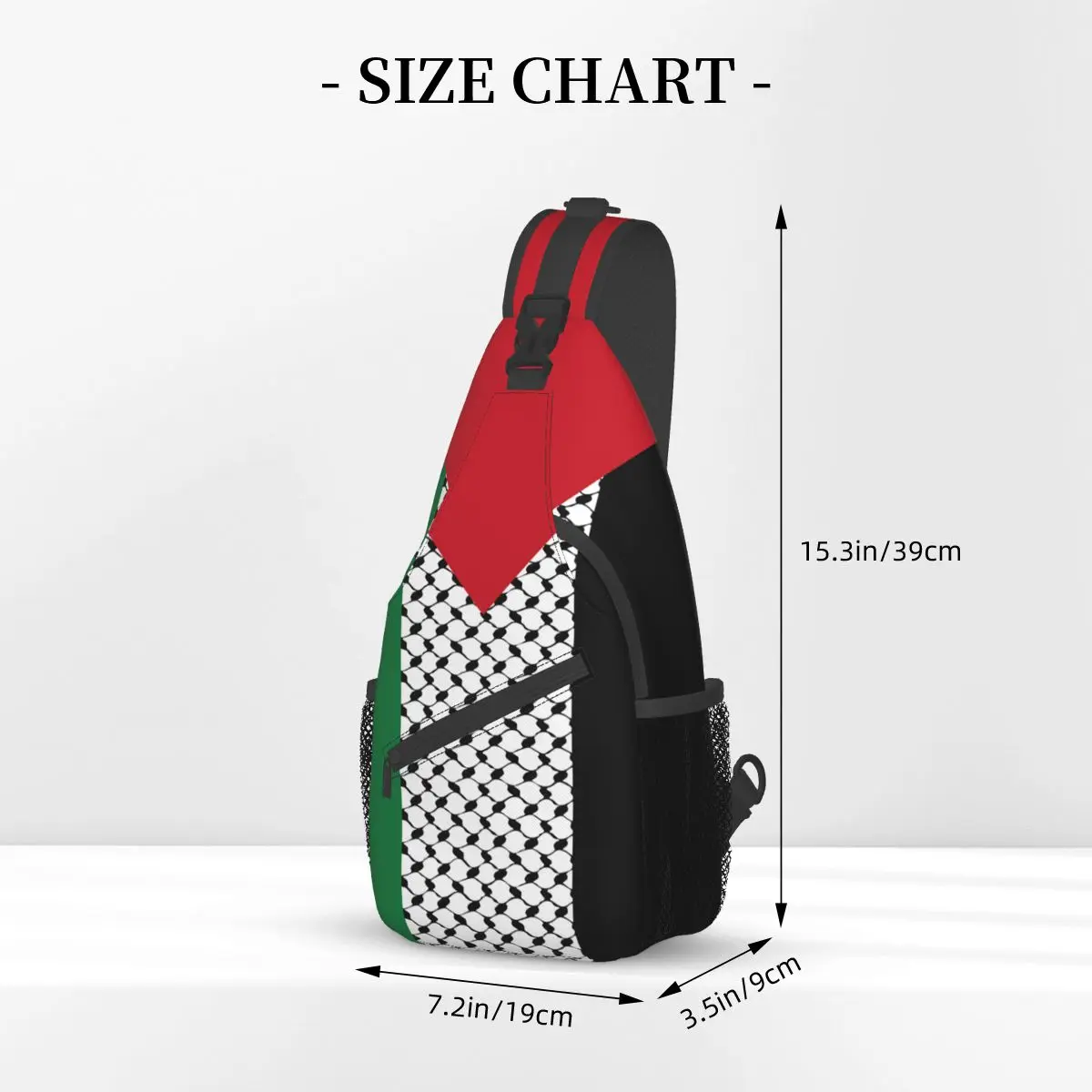 Bandolera con bandera de Palestina, bolso de pecho, Hatta, Kufiya, Keffiyeh, mochila de hombro, mochila de día para viaje y ciclismo