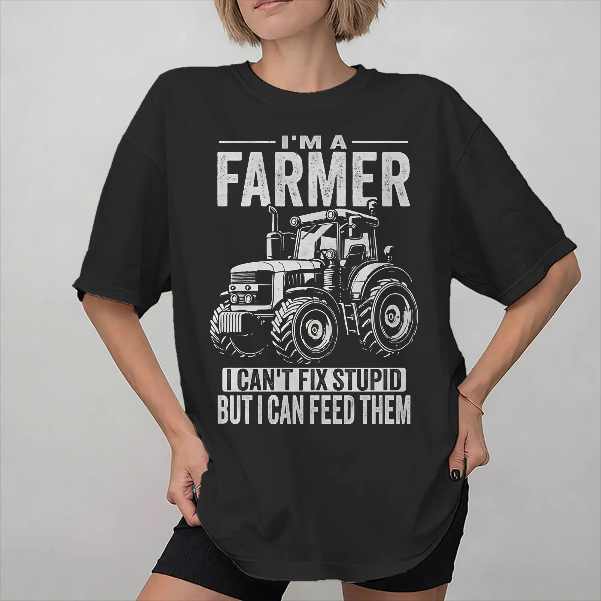 I'm a Farmer I Cant Fix Stupid But I Can Feed Them Printed T Shirt Men Women  Cotton  Tee Shirt Clothing
