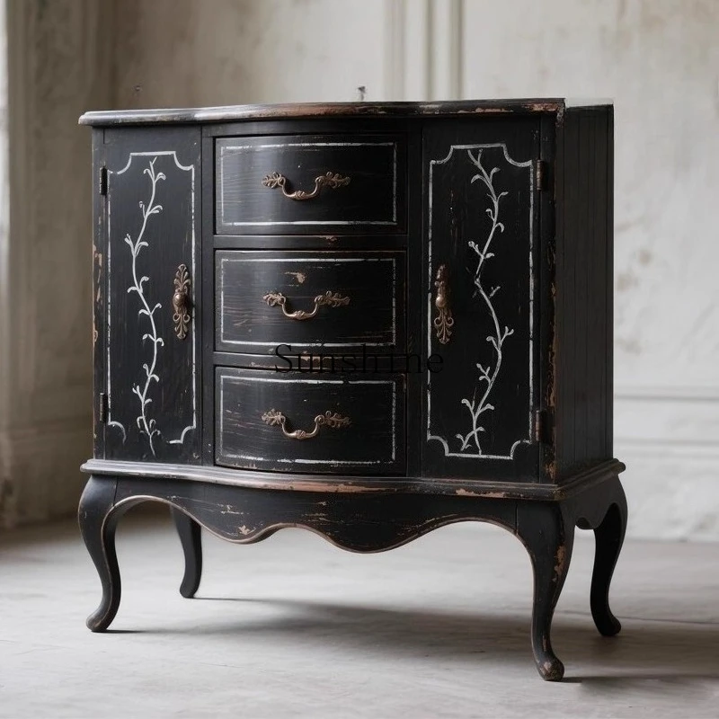 

French retro carved chest master bedroom storage/wabi wind storage custom simple modern