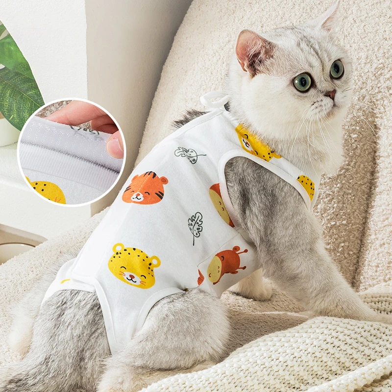 

Professional Anti-licking Pet Sterilization Clothes Breathable Adjustable Colorful Recovery Cat Neutering Suit Kitten Clothes