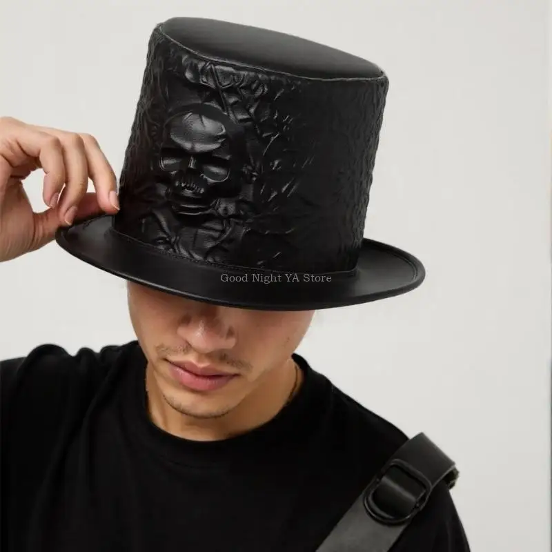 

Skull Halloween Costume Hat Prom Polyester Top Hat Flexible Structure And Compact Travel Friendly Design For Adults