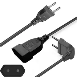 EU Power Extension Cable 2-Prong European AC Power Extentension Cord EU Power Cord Male to Female 5M/3M/1.5M Power Socket saver