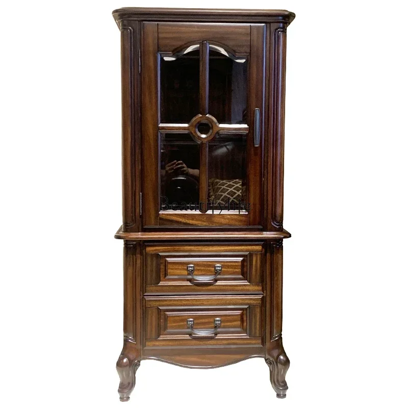 

44American all solid wood black walnut single door double door wine cabinet display cabinet