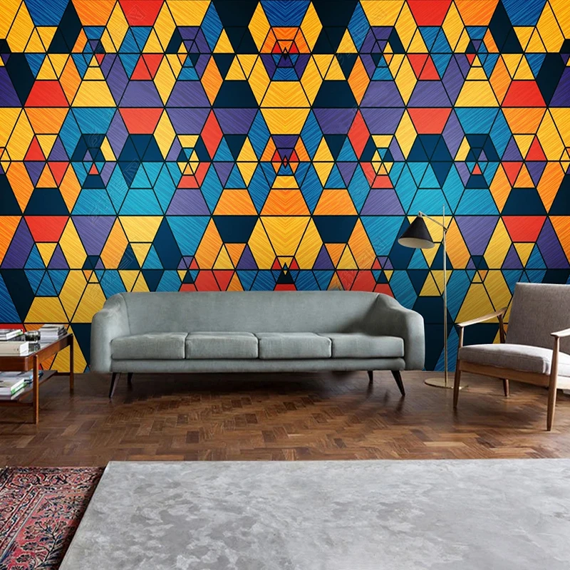 Custom 3D Mural Wallpaper Modern Abstract Geometric Figures European Dazzling Color Wall Paintings Sticker For Living Room Home