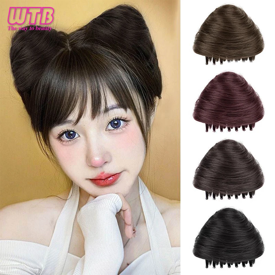 Wtb Synthetisch Haarknot Zwart Bruin Steil Haar Scrunchies Knot Klauw Clip In Haarverlenging Haarstukjes Voor Dames Kattenoor Chignon