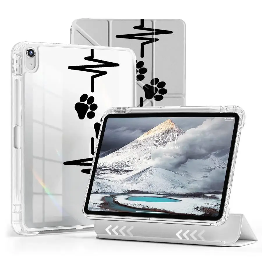 

Tablet Case For iPad Air 4 5 M3 M2 M4 11inch Pro 2025 11th 10th 9th 8th 7th 12.9inch Mini 6 7 Holder Cover Y-Fold Line Heart Paw