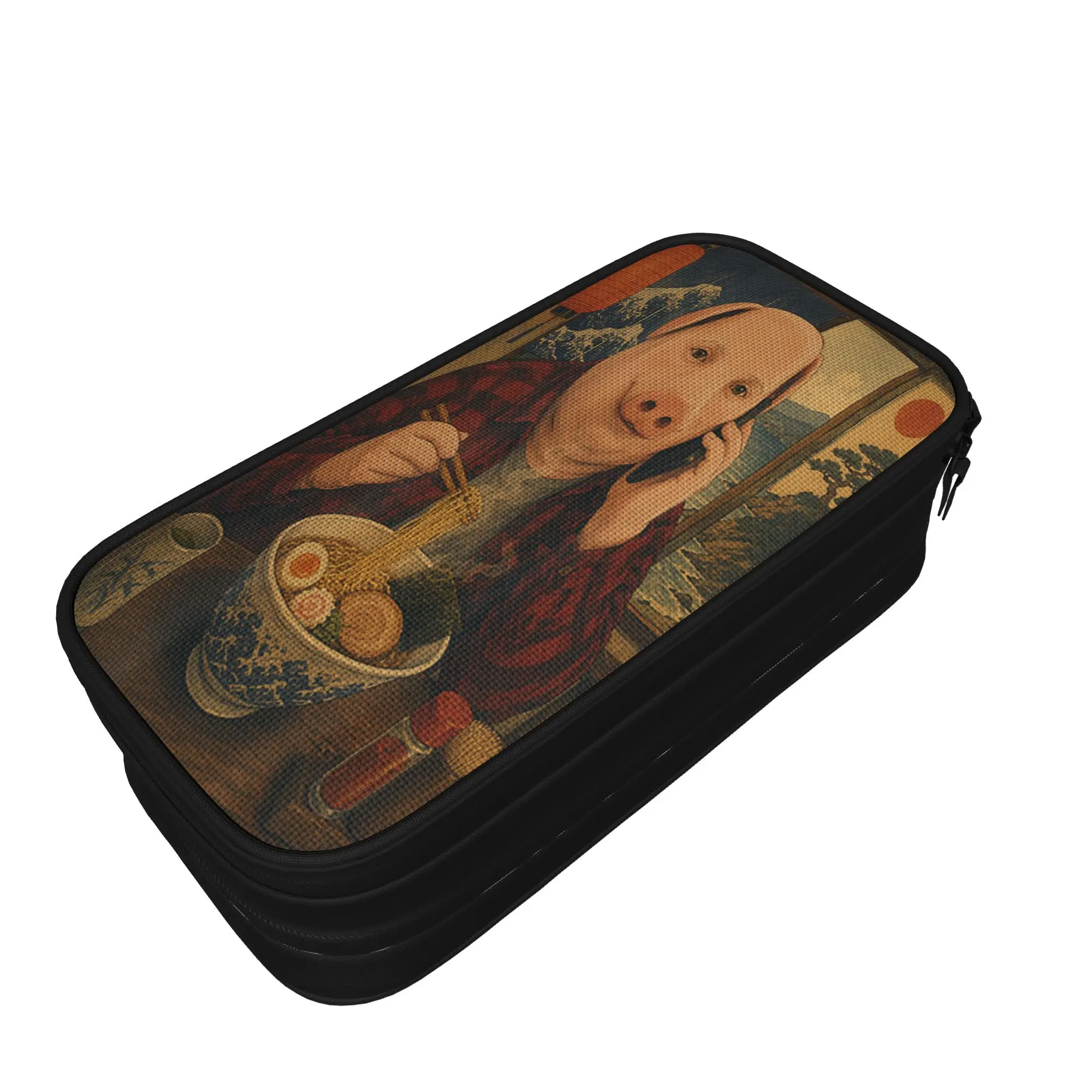 John Pork Japanese Vintage Ramen Noodles Funny Meme Brainrot Pencil Case  Students Fashion Pencil Bag Design School Pencil Cases