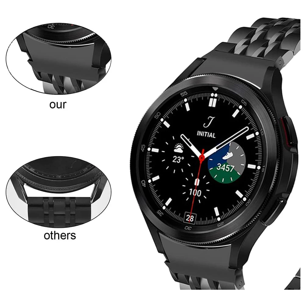 For Samsung Galaxy Watch 7 4 5 6 5pro band 44mm 45mm galaxy watch 4 6 classic 47mm 46mm strap No Gaps Steel bracelet Curved end