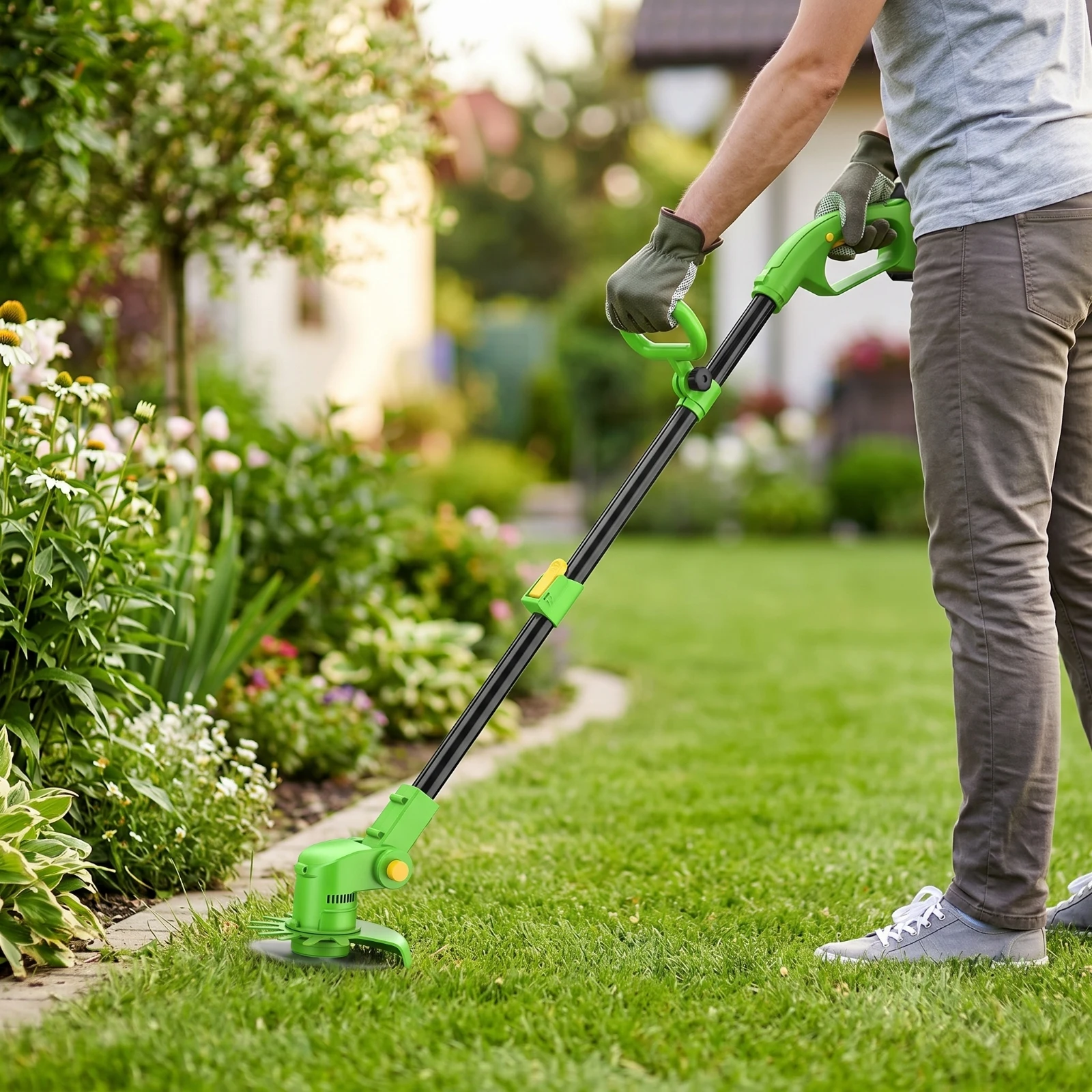 Cordless String Trimmer Adjustable String Trimmer with Battery Lawn Edger Easy to Use Undergrowth Eater Portable for Homeowners