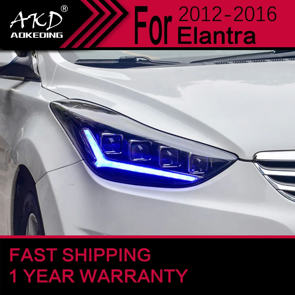 

Автомобильные фары AKD для Hyundai Elantra, светодиодная фара 2012-2016 Elantra, фара Drl, линза проектора, автомобильные аксессуары