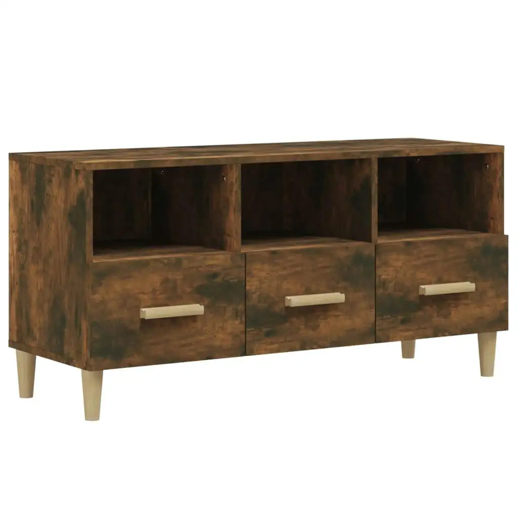 Smoked Oak TV Cabinet 102x36x50 cm Modern Engineered Wood Storage Unit