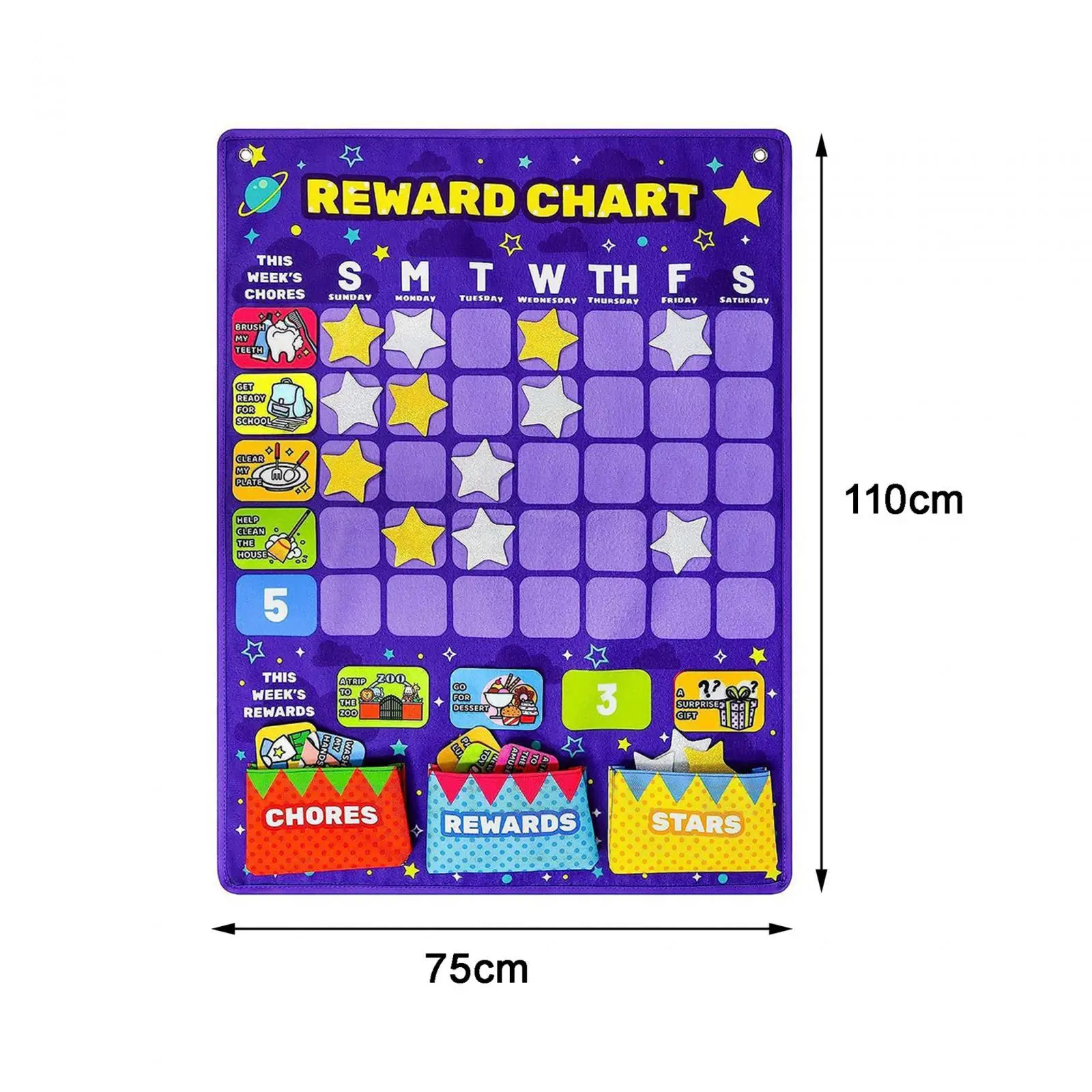 Gráficos De Bom Comportamento, Montessori Vivid Color Hanging, Feltro Durável, 110x75cm