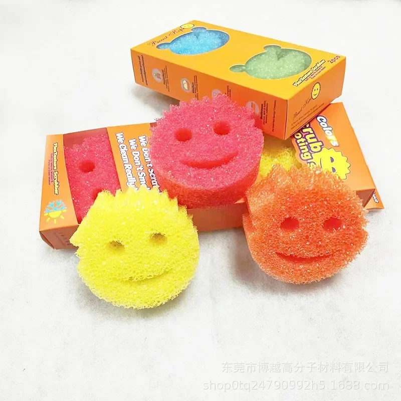 Reusable Dishwashing Sponges Temperature Sensing Sponge Car Cleaning Brush Smiley Face Sponge Clean Glass Windows Cleaning Tool