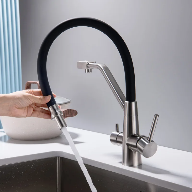 

Rosa Mall Kitchen Filtered Kitchen Sink Faucets Purification Tap 3 in 1 Purifier Vessel Sink Mixer 360 Rotation Water Crane Taps